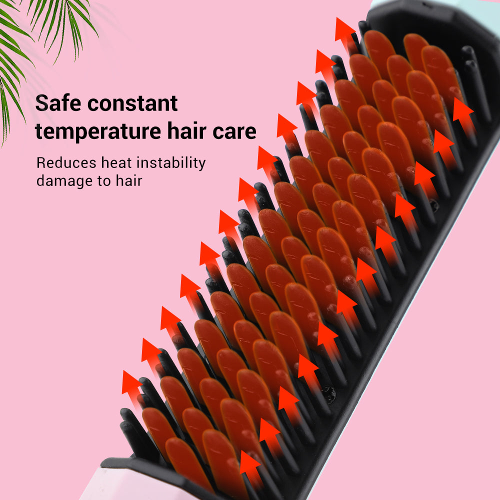 Wireless Hair Straightening Comb Portable Rechargeable Hair Brush