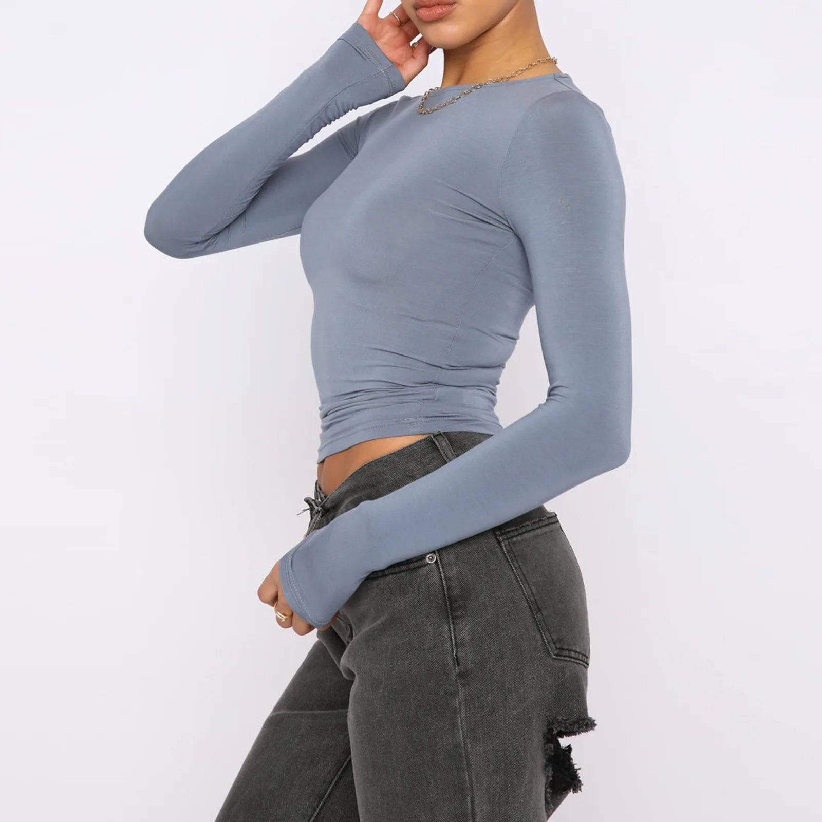 Women's Slim Fit Long Sleeve Casual Pullover Top