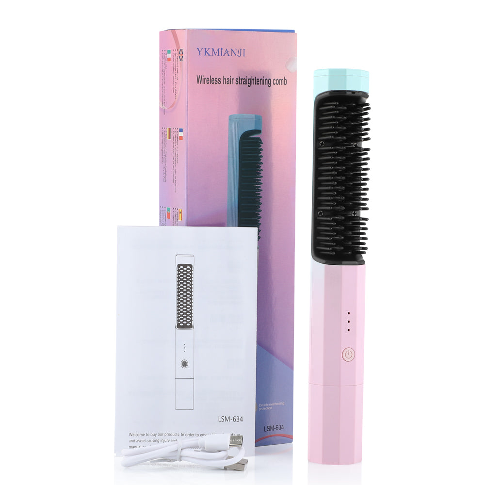Wireless Hair Straightening Comb Portable Rechargeable Hair Brush
