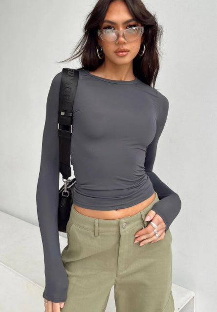 Women's Slim Fit Long Sleeve Casual Pullover Top