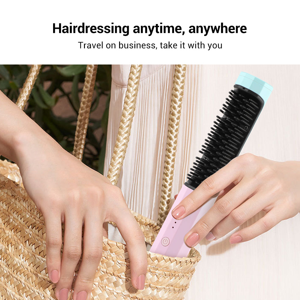 Wireless Hair Straightening Comb Portable Rechargeable Hair Brush