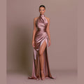 Elegant Halter Neck Long Slit Evening Dress